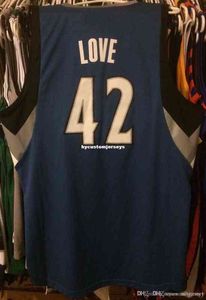 Pas cher en gros Kevin Love Jersey cousu AD Wolves hommes # 42 T-shirt gilet maillots de basket-ball cousus Ncaa