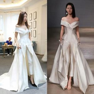 Mono de mujer barato con vestidos largos de noche blancos con hombros descubiertos y tren de barrido Vestido de fiesta elegante Vestido de fiesta Zuhair Murad Vestidos271M