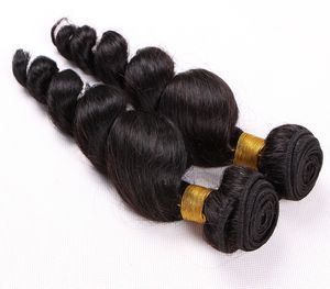 Precio más barato, paquete de cabello peruano ondulado suelto, tejido de 3 paquetes, extensión de cabello remy de color negro natural, trama de cabello 100 humano