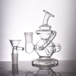 Narguilés les moins chers Petit recycleur Bong en verre Portable Mini Dab Rig Ashcatcher Bong Approvisionnement direct en usine pour accepter la coutume personnalisée avec un tuyau de brûleur à mazout en verre