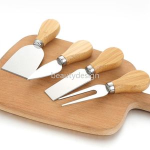 Outils à fromage ensemble de couteaux manche en chêne fourchette pelle Kit râpes cuisson trancheuse à pizza Cutter EN STOCK Xu 0125