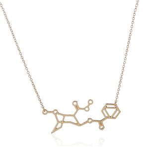 Estructura química Collar colgante de moda Molécula Ciencia Colgantes de la química Collares Plata Oro Pkated Hombres Mujeres Collar único
