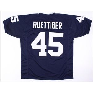 Chen37 Good Man Youth femmes Vintage col en V Rudy Ruettiger # 45 Rudy Movie Navy Blue Football Jersey taille s-5XL ou personnalisé n'importe quel nom ou numéro de maillot