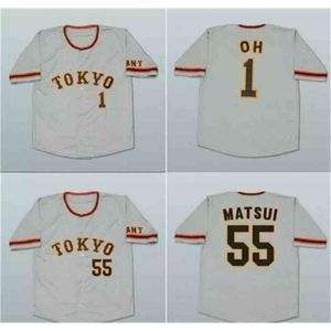 Chen37 Yomiuri 55 Hideki Matsui 1 Sadaharu Oh Camisetas de béisbol Cheao Equipo cosido Orden de tamaño gris