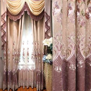 Chenille couture épaisse rideau en tissu brodé fini Rideau d'électricité personnalisé pour la salle à manger de la salle à manger 210913