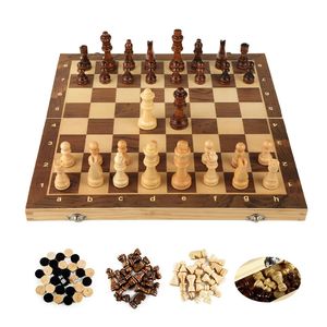 Jeux d'échecs 3 en 1, ensemble International en bois, jeu de Puzzle, cadeau d'anniversaire pour enfants, 231020