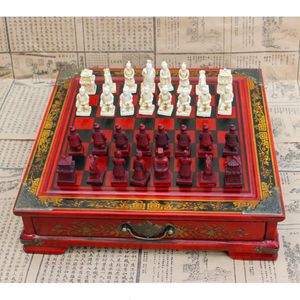 Jeux d'échecs 35 pièces/ensemble objets de collection haut de gamme Vintage chinois en terre cuite guerriers jeux d'échecs ensemble cadeau pour les dirigeants amis famille 231031