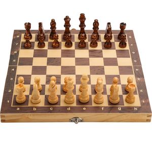 Jeux d'échecs Jeu de damier en bois Pièces en bois massif Pliant Jeu de puzzle haut de gamme 230615