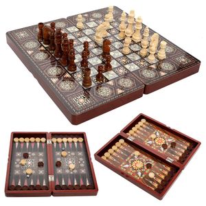 Jeux d'échecs Jeux d'échecs en bois Dames Backgammon 3 EN 1 Table de jeu de société Enfants Jouets éducatifs 40CM Échiquier pliable 230626