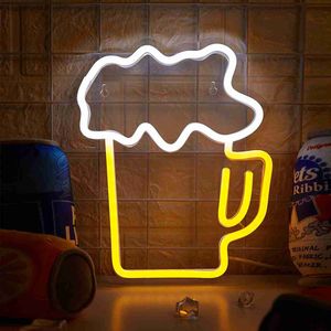 Chi-buy LED Neon Beer Cup USB Powered Neon Signs Night Light 3D Wall Art Game Room Bedroom Living Room Decor Lamp Signs HKD230825