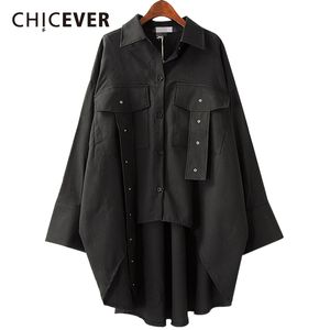 CHICEVER primavera asimetría mujer camisa blusas Top manga larga suelta tamaño grande 2018 camisas ropa moda coreana