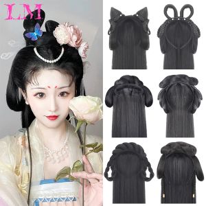 Chignon LM Chinois Ancienne Perruque Femmes Hanfu Perruques Coiffe Photographie Danse Accessoire Perruques Noir Pour Femmes Intégré Chignon Haute Tem