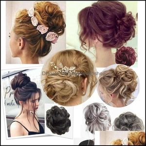 Chignons Élastique Chignon Postiche Bouclé Messy Bun Mélange Gris Naturel Extension De Cheveux Synthétiques Chic Et À La Mode Drop Delivery Produits Dhydk