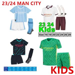 Child Boys 23 24 Haaland Mans Cities Football Jersey Kits Kits de camisa para niños De Bruyne Foden 2023/2024 Grealish Sterling Mahrez City Soccer Jerseys Children Envío gratis