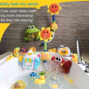 Enfants bain détection fontaine électrique éducatif infantile bébé chambre cracher bulle jouer avec de l'eau Douyin jouet 210712
