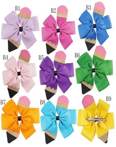 Enfants Bow Hairpin Back to School Season Baby Girls Crayer Hair Accessories Popular Kids Barret Barret 45 pouces C24804287566
