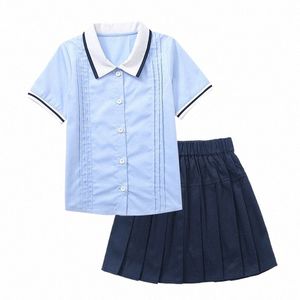 Enfants Garçons Filles Uniforme scolaire de style britannique pour enfants Ensembles de vêtements Adolescentes Filles Étudiants Garçons Costumes de chorale bleue j6a8 #