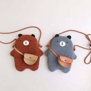 Sac à main de dessin animé pour enfants, tissu en coton rayé avec clip en coton pour enfants, petit sac à bandoulière pour garçons et filles, portefeuille de messager ours mignon Z5853