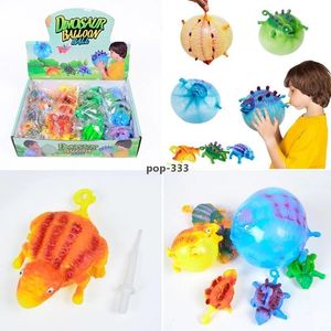 Niños divertidos que soplan animales inflables globos de dinosaurio juguetes novedosos alivio del estrés ansiedad Squeeze Ball descompresión juguete para regalo