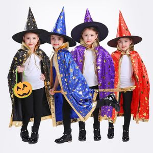 Cape d'Halloween pour enfants avec chapeau de sorcière, Costume de noël pour adolescents, Robe de fête étoile pour garçons et filles, accessoires de photographie à lacets pour anniversaire