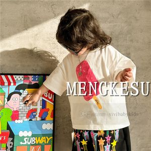 Camisetas con estampado de helado para niños, camisetas con estampado de estrellas de colores, pantalones cortos informales sueltos, tops de manga corta de algodón para niños de verano 2024 Z7151