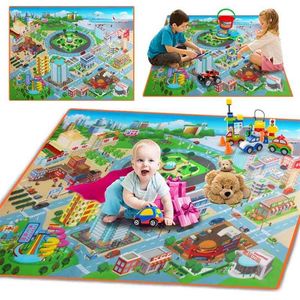 Niños Niños Bebé Arrastre Manta Alfombra Alfombra City Life Aprender a caminar Road Traffic Play Mat Home BM88 210402