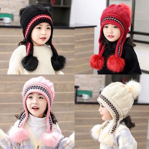 Детские вязаные шапки с помпоном, шапки с теплой подкладкой, детская зимняя шапка с помпоном для детей от 3 до 12 лет, зимняя шапка с помпоном, снежная шапка