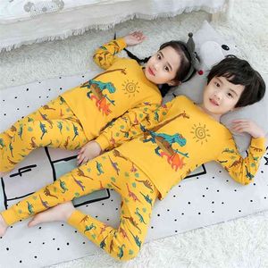 Pijamas para niños Niños Pijamas de dinosaurios de dibujos animados Niños Niñas Ropa de dormir de algodón Ropa de dormir para niños Pijama familiar de Navidad para niños 210915