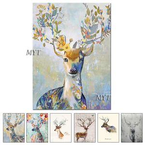 Abstract Deer Head Oil Painting on Canvas - Unframed Wall Art for Children's Room