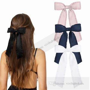 Enfants Ruffle Bows épingles à cheveux Sweet Girls Long Ribbon Bows Princess Hair Clip Accessoires Boutique Adolescents Party Barrets Z7879