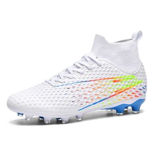 Zapatos de fútbol AG para niños, botas de fútbol con clavos largos, zapatos de entrenamiento azules, negros y blancos para jóvenes, mujeres y hombres