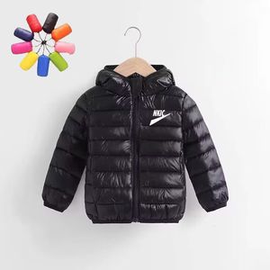 Manteau d'hiver en duvet noir pour enfants, vêtements de marque, lettres imprimées, garçons et filles, Parka rembourrée en coton, veste chaude à capuche