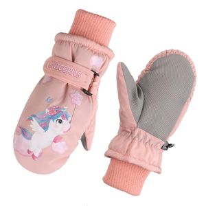 Gants sans doigts pour enfants Gants d'hiver chauds pour bébés enfants Gants imperméables coupe-vent en peluche épaisse Mitaines rembourrées thermiques de dessin animé pour enfants de 2 à 10 ans 231129