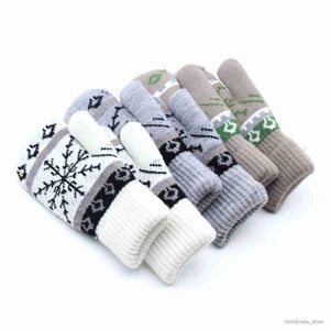 Mitaines pour enfants Nouvel hiver épaissir les gants chauds en peluche pour hommes femmes flocon de neige Jacquard mitaines tricotées en plein air cyclisme ski gants à tricoter