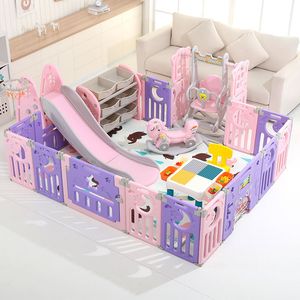 Parque infantil para niños, casa, interior, pequeña estera plegable para gatear para bebés, valla de juego de combinación multifuncional