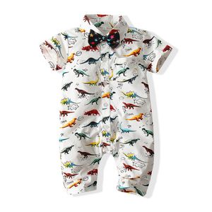 Mamelucos para niños al por mayor en Europa y América Summer Beach Fashion Baby's Short Sleeve Printed Jacket Baby Cartoon Animal Dinosaur Design BODYSUIT