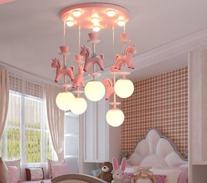 Children's room chandelier carousel modern minimalist living room lamp boy girl princess bedroom lamp baby room lighting