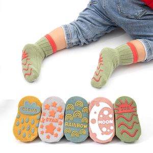 Chaussettes pour enfants solide rayé été printemps garçon fruits anti-dérapant né bébé coton éducation précoce infantile Sox pour les filles