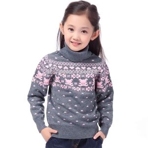 Pull pour enfants printemps automne filles Cardigan enfants col roulé chandails fille à la mode vêtements d'extérieur pulls 211201