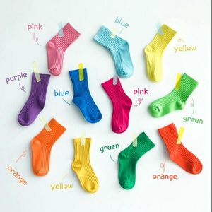 Chaussettes pour enfants Bébé Garçons Filles Bas en coton Été Respirant Couleur Bonbon Chaussettes hautes Sports de plein air Chaussettes unisexes AYP669