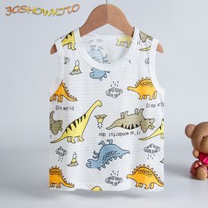 Children Summer Tops Sleeveless Vest Cartoon Breathable 100% Cotton Clothes For Boys Girls Kids Tee T-shirt Clothing 90-150cm New