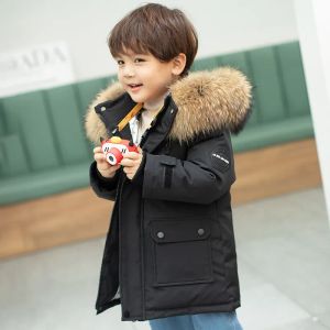 Enfants Hiver Down Jacket Vessions Boy Vêtements Hémorches à capuche chauds Enfants Kids Parka Real Fur printemps Teen Vêtements Extérieur Snows Suit 220818