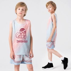 Childrens Basketball Wear Uniforms Basketball Sets Kids Summer Summer Polyester Baspigant Basketball Jersey Shirts For Boys B211 240418