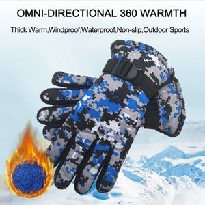 Childrens Finger Gloves Fashion Kids Gloves Winter Fleece Warm Camouflage Gloves Children Thick Outdoor Ski Mittens for Boys And Girls 713 Years Old 231031