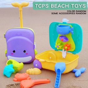 Childrens Summer Beach Toy Set Whale Buggage Chariot Case de sable d'été Pobre extérieur Jouet 240418