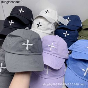 China-Chic nouvelle casquette de baseball coton croix brodé langue chapeau parasol crème solaire étoile gris langue chapeau été