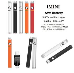 Chine Hot Original Imini AVV 510 Fil Batteras Préchauffeur de préchauffage Pen 350mAh 650mAh 900mAh 1100mAh Rechargeable pour la cartouche de vape 3.3 / 3,8 / 4.3 / 4.8V en gros en gros