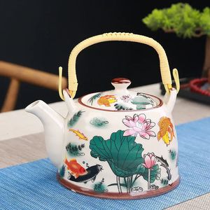 Tetera de porcelana china con red de colador de alta capacidad 900ML juego de té de cerámica Retro chino tradicional tetera regalo Kung Fu 231225