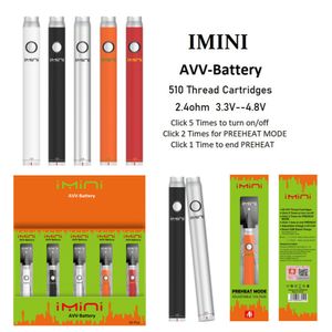 Chine Fournisseur Authentique Imini AVV 380mah batterie de préchauffage à tension variable e cigarette 510 fil pour cartouches de vape d'huile épaisse 3.3-4.8v pour Vapor Vapers Carts USA