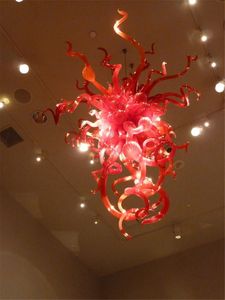 Chine Fournisseur Rouge Grand Éclairage Lustre Moderne pour Haut Plafond De Luxe En Verre Soufflé À La Main Lampe LED Escalier Luminaire
